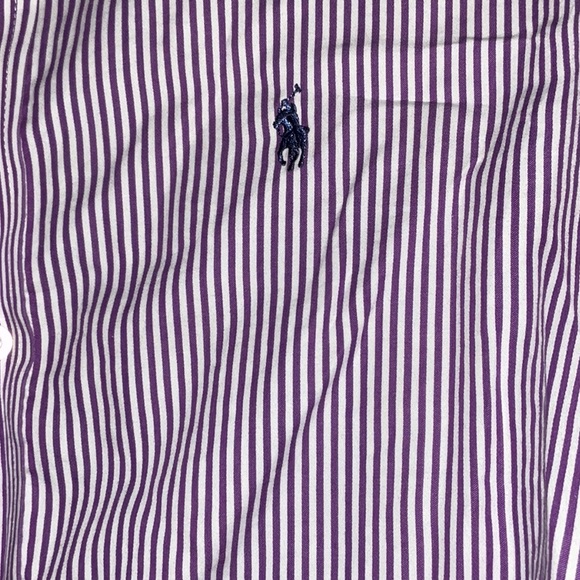 RALPH LAUREN POLO Shirt Mens M Purple & White Stripes CUSTOM FIT - Picture 3 of 5